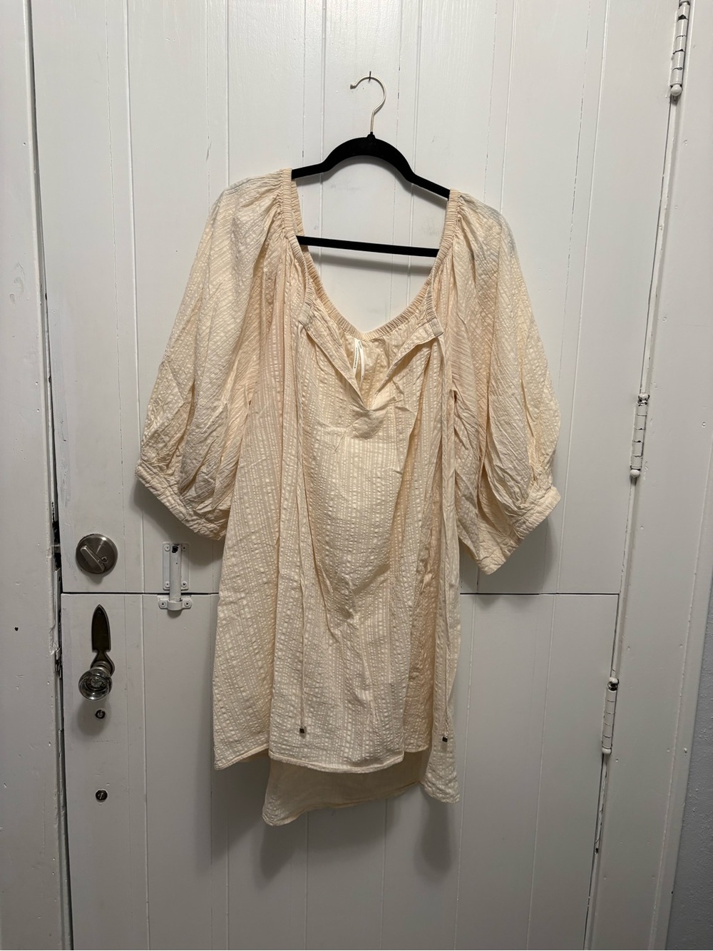 Anthropologie Cream Peasant Tunic Top